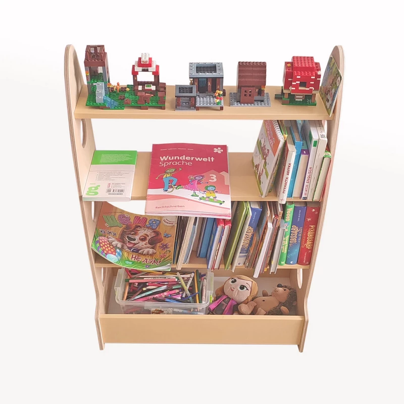 Drewniana półka dziecięca na książki do pokoju dziecięcego