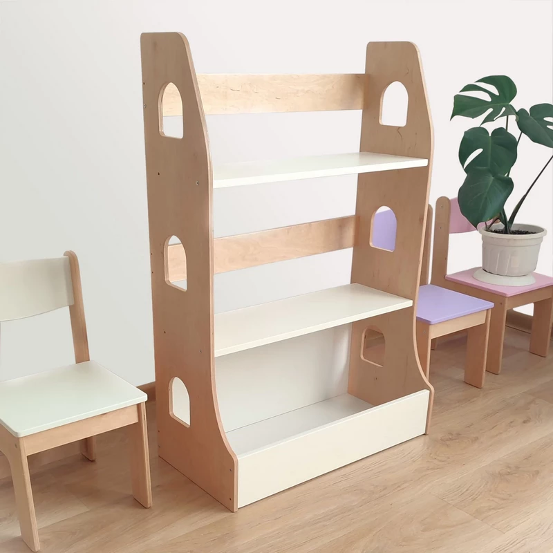 Biała półka dziecięca na zabawki z szufladą