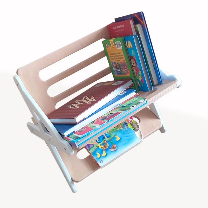 Kompaktowa półka dziecięca na książki z drewna