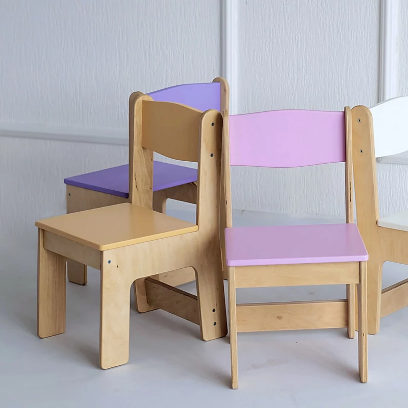 Solidne krzesełko dziecięce do domu i przedszkola beżowo-żółte