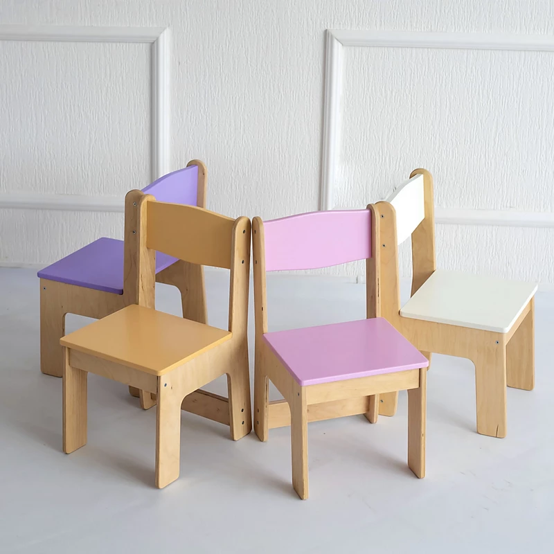Drewniane krzesełko dziecięce do domu fioletowe