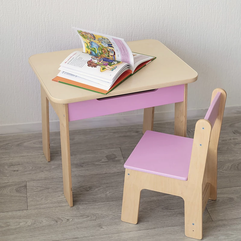 Ergonomiczny stolik i krzesełko dziecięce z zaokrąglonymi krawędziami w kolorze białym