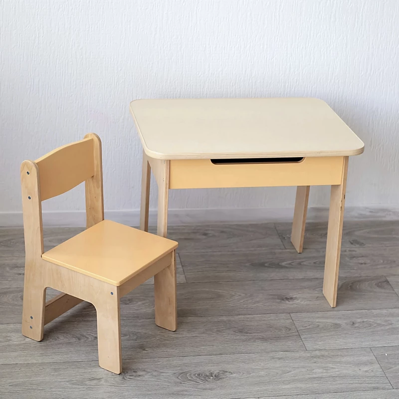 Stolik i krzesełko dziecięce z wnęką do przechowywania zeszytów i kolorowanek