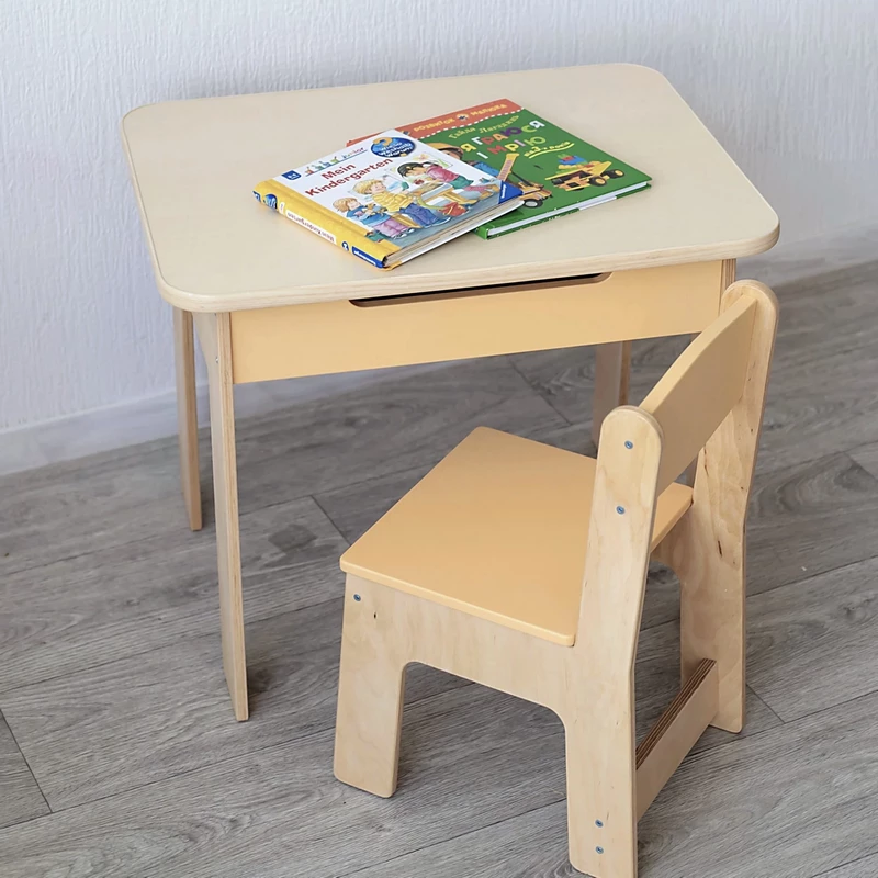 Stolik i krzesełko dziecięce do rysowania i zabawy z wnęką wewnątrz