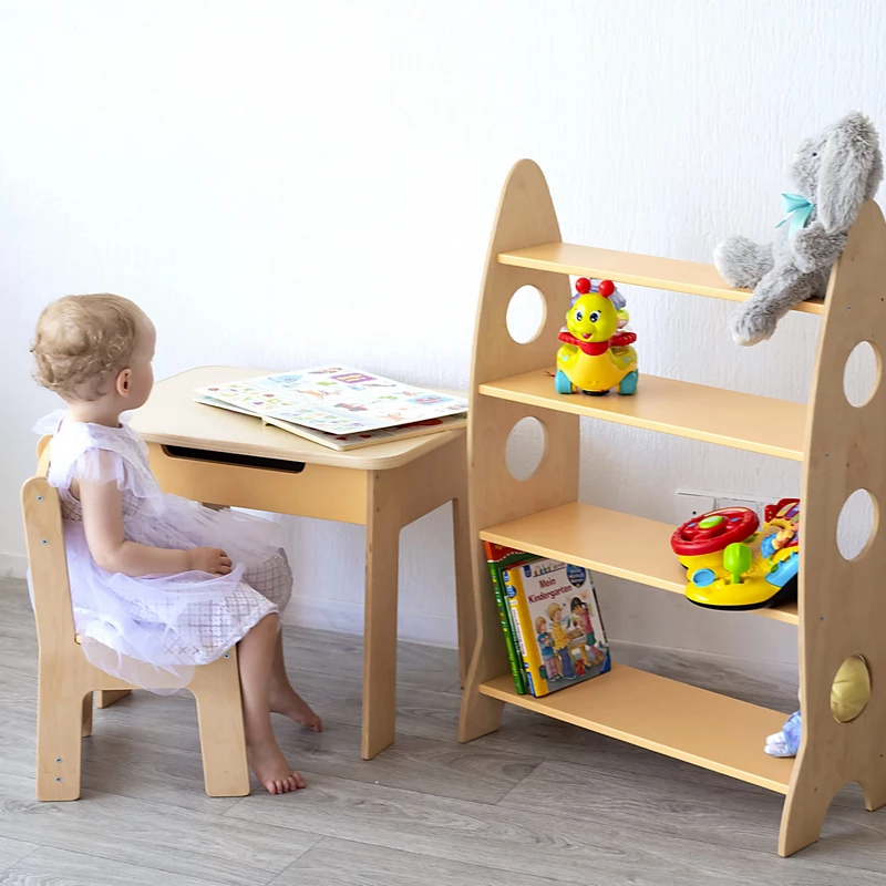 Stolik dziecięcy z krzesełkiem i półką na zabawki dla dzieci 2–5 lat