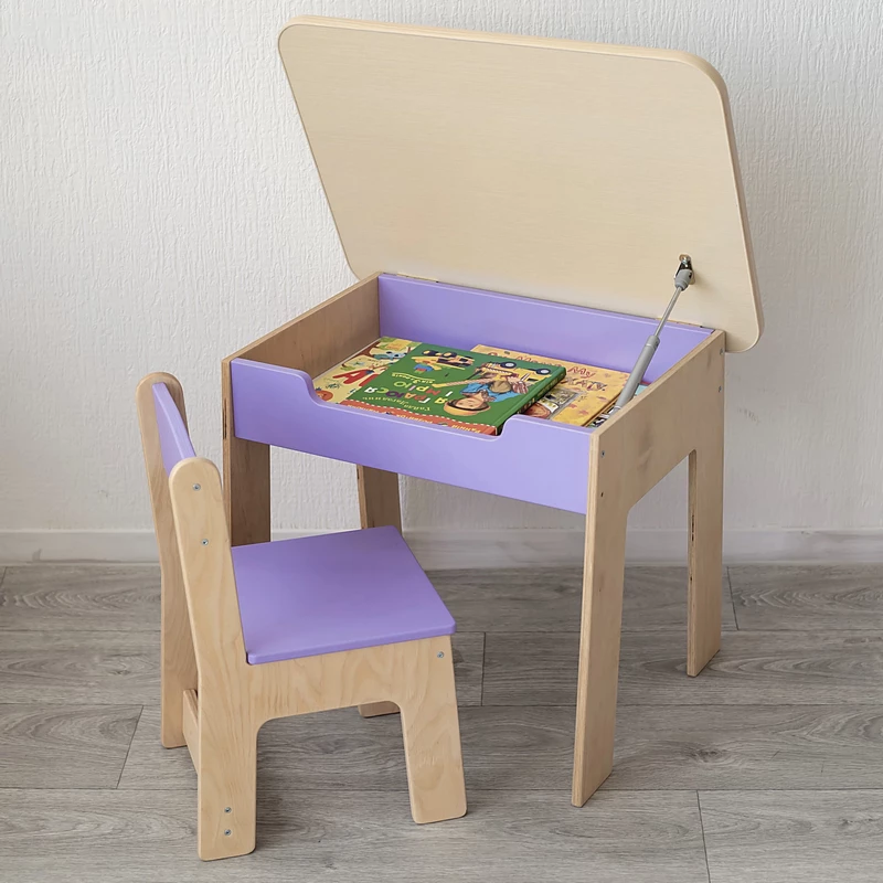 Stolik i krzesełko dziecięce dla dzieci w wieku 2–5 lat z wnęką do przechowywania kolorowanek i kredek