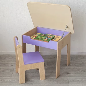 Stolik i krzesełko dziecięce dla dzieci w wieku 2–5 lat z wnęką do przechowywania kolorowanek i kredek